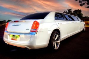 Flagstaff Limo - exterior white stretch rear