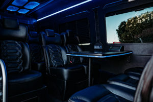 Flagstaff Limo - interior sprinter black table