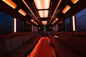 Flagstaff Limo party bus black interior orange