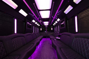 Flagstaff Limo party bus black interior purple