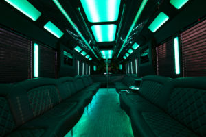 Flagstaff Limo party bus black interior turquoise