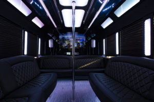 Flagstaff Limo party bus black interior white
